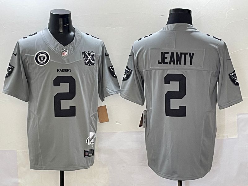 Men 2025 Oakland Raiders #2 Jeanty Grey Throwback Three generations Nike Limited NFL Jersey style 1->oakland raiders->NFL Jersey